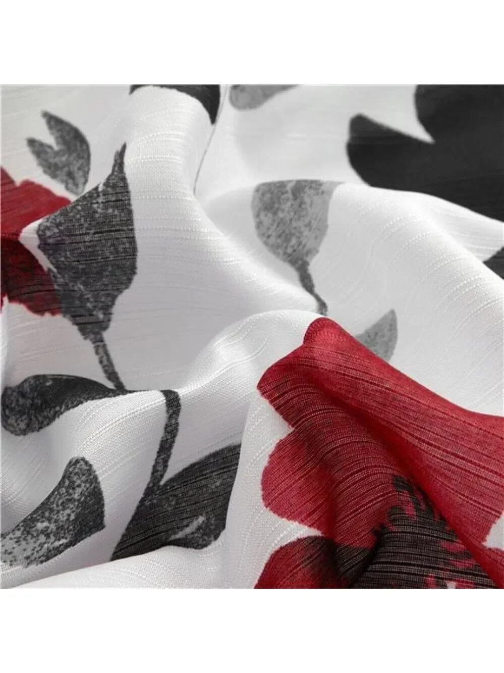 Floral Shower Curtains – Black, Red & Grey – 72